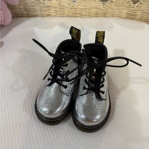 Dr. Martens Kids' Shiny Silver Boots